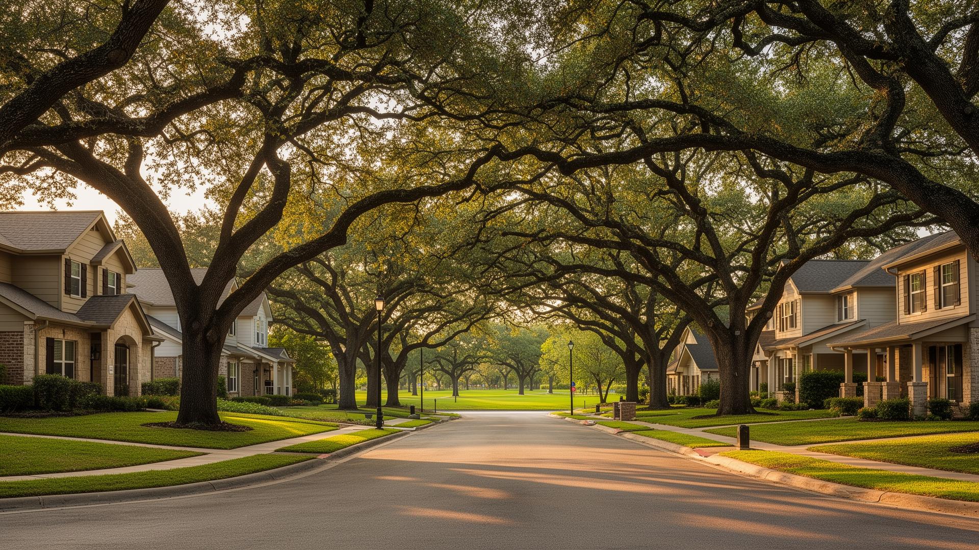 Village at Western Oaks Austin 78749 oak canopy adjacent to Dick Nichols Park